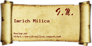 Imrich Milica névjegykártya